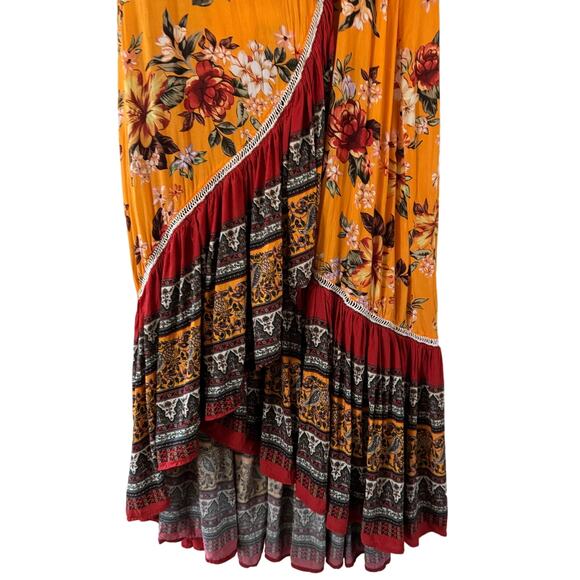 FARM RIO Yellow Soigne Wrap Midi Dress Size Small Petite - Picture 6 of 10